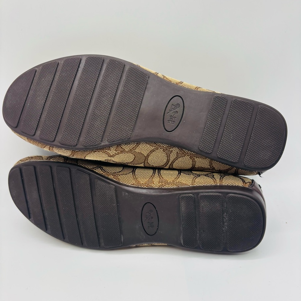Coach Tan Signature Canvas Loafers with Gold Hardware - Picture 4 of 11